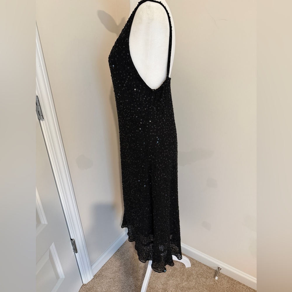 Vintage Impressions Black Beaded Sequin Midi Dress - Picture 3 of 6